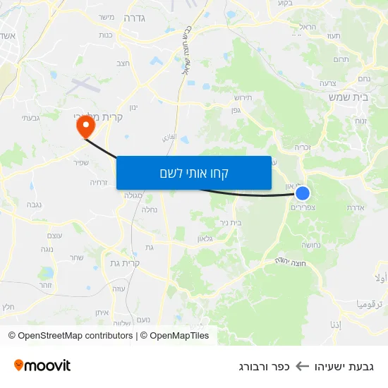 מפת גבעת ישעיהו לכפר ורבורג