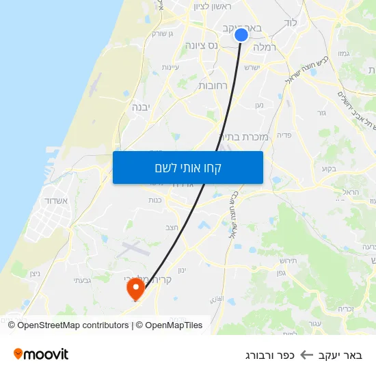 מפת באר יעקב לכפר ורבורג