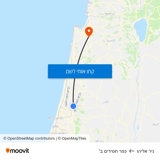 מפת ניר אליהו לכפר חסידים ב'
