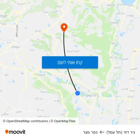 מפת ניר דוד (תל עמל) לכפר מצר