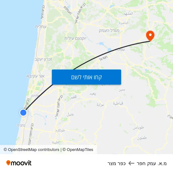 מפת מ.א. עמק חפר לכפר מצר