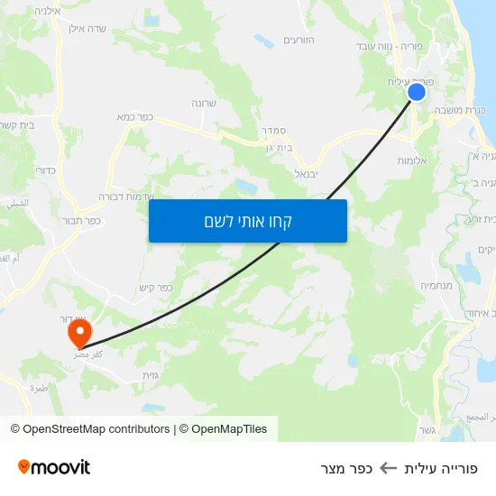 מפת פורייה עילית לכפר מצר