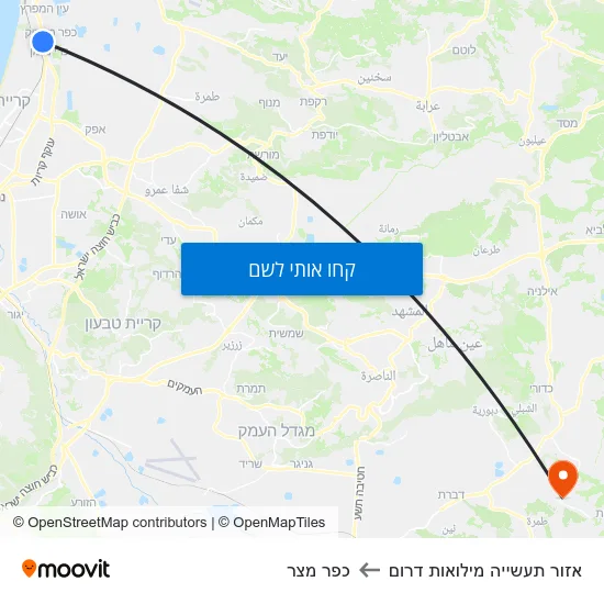 מפת אזור תעשייה מילואות דרום לכפר מצר