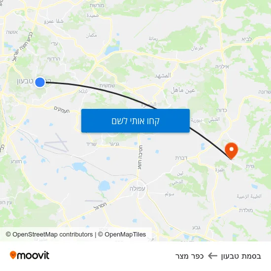 מפת בסמת טבעון לכפר מצר