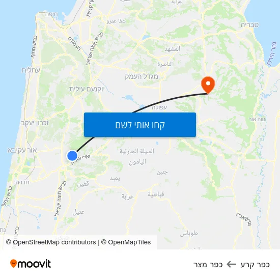 מפת כפר קרע לכפר מצר