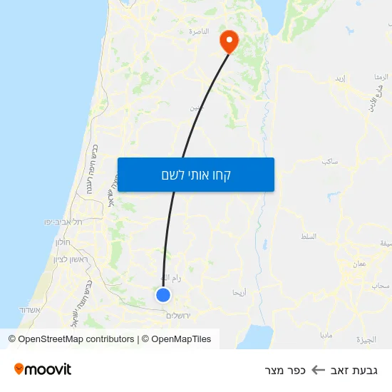 מפת גבעת זאב לכפר מצר