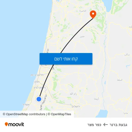 מפת גבעת ברנר לכפר מצר