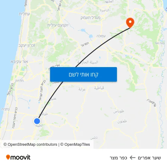 מפת שער אפרים לכפר מצר