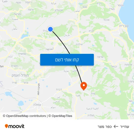 מפת עוזייר לכפר מצר