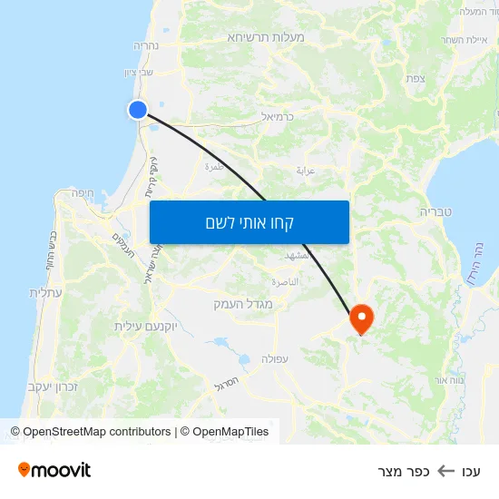 מפת עכו לכפר מצר