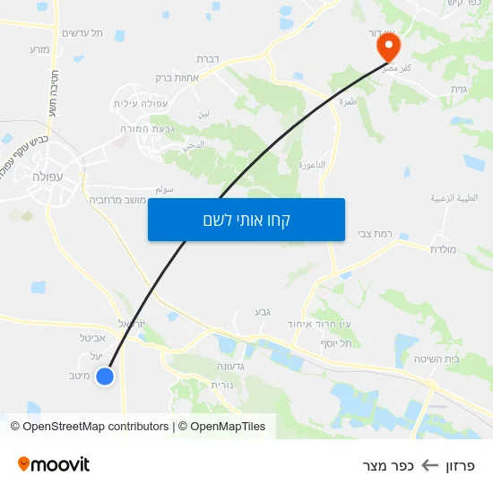 מפת פרזון לכפר מצר