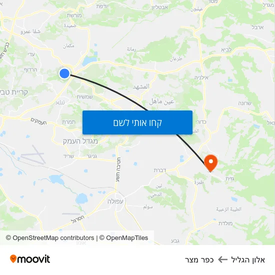 מפת אלון הגליל לכפר מצר