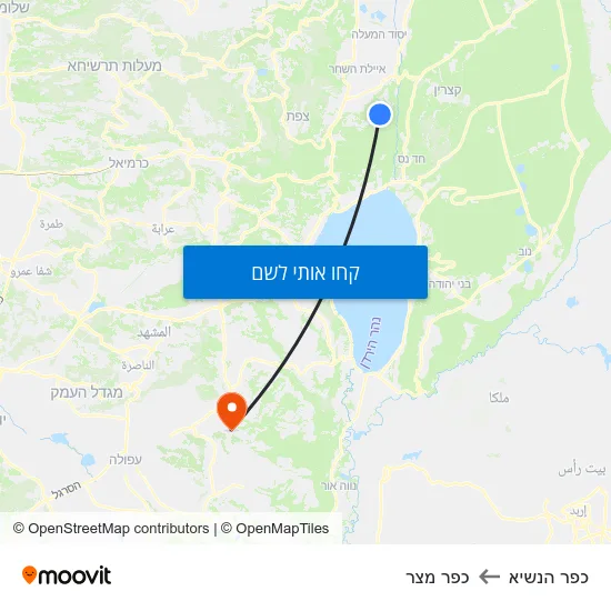 מפת כפר הנשיא לכפר מצר