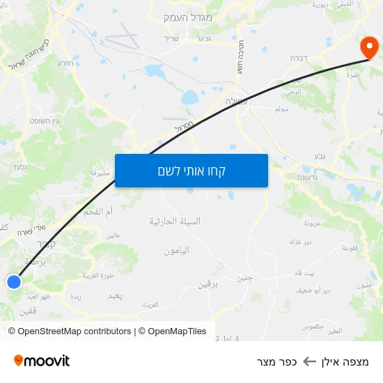 מפת מצפה אילן לכפר מצר