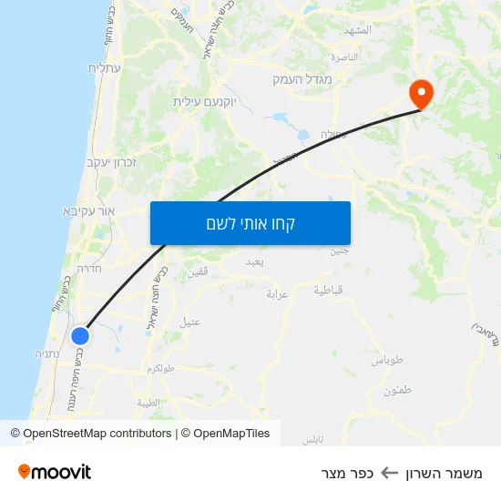 מפת משמר השרון לכפר מצר