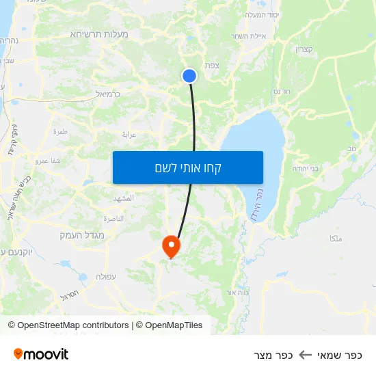 מפת כפר שמאי לכפר מצר