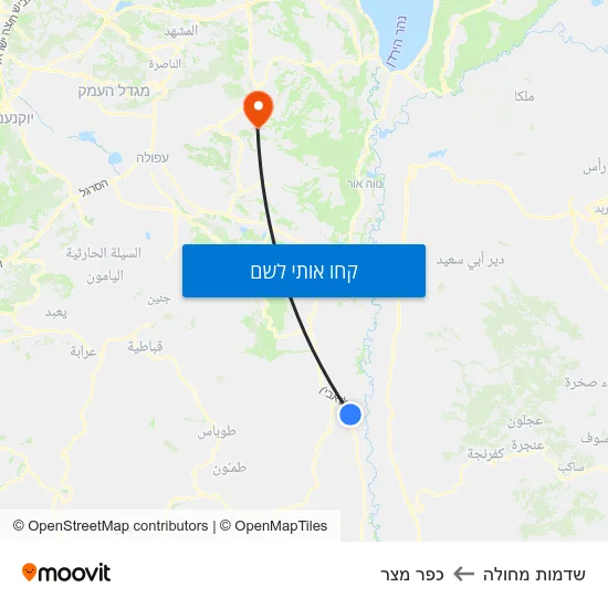 מפת שדמות מחולה לכפר מצר