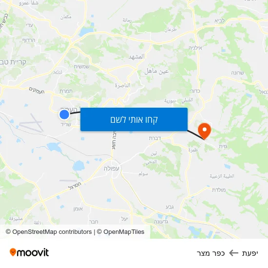 מפת יפעת לכפר מצר