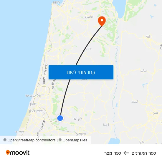 מפת כפר האורנים לכפר מצר