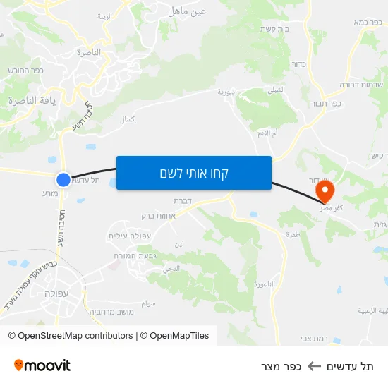 מפת תל עדשים לכפר מצר