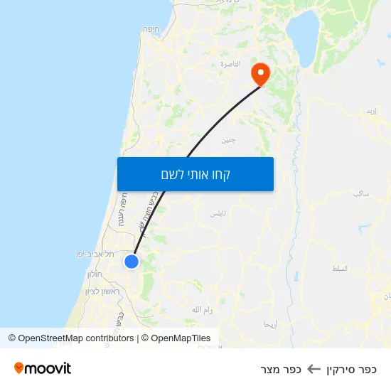 מפת כפר סירקין לכפר מצר
