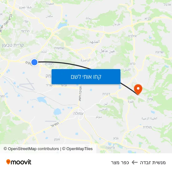 מפת מנשית זבדה לכפר מצר