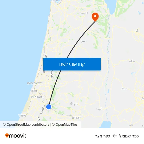מפת כפר שמואל לכפר מצר