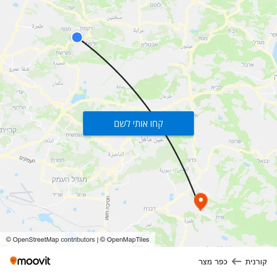 מפת קורנית לכפר מצר