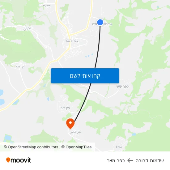 מפת שדמות דבורה לכפר מצר