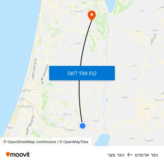 מפת כפר אדומים לכפר מצר