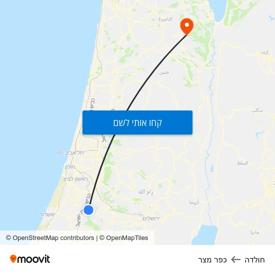 מפת חולדה לכפר מצר
