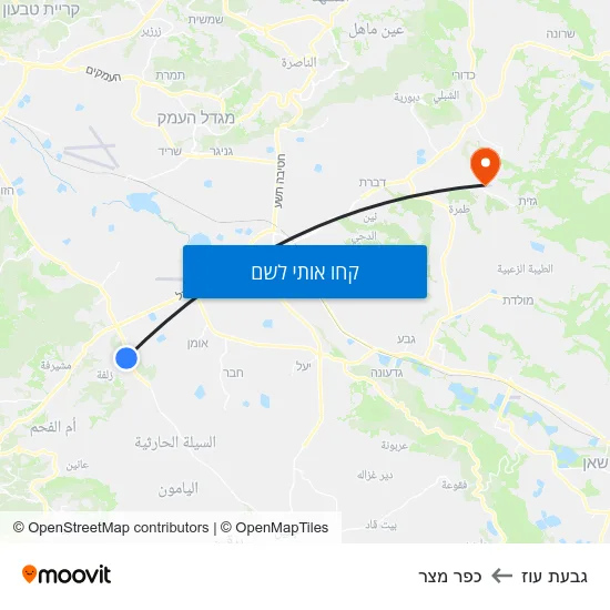 מפת גבעת עוז לכפר מצר