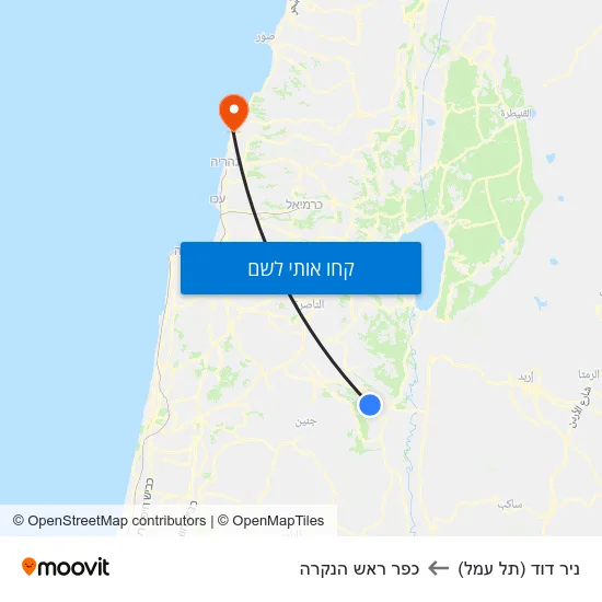 מפת ניר דוד (תל עמל) לכפר ראש הנקרה