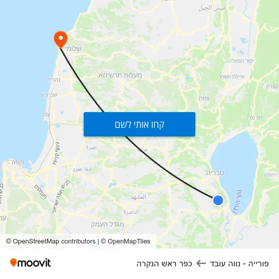 מפת פורייה - נווה עובד לכפר ראש הנקרה