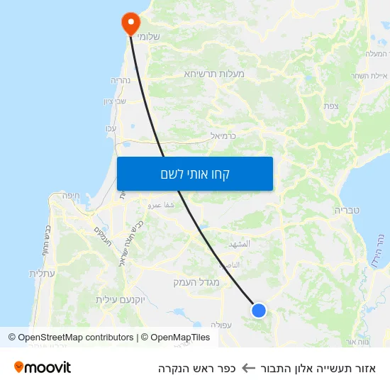 מפת אזור תעשייה אלון התבור לכפר ראש הנקרה