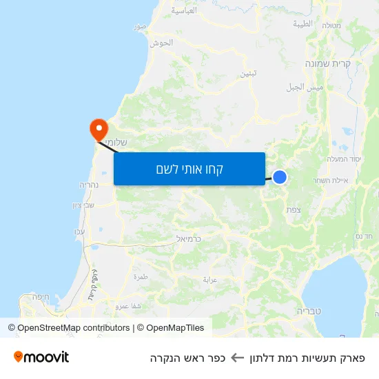 מפת פארק תעשיות רמת דלתון לכפר ראש הנקרה