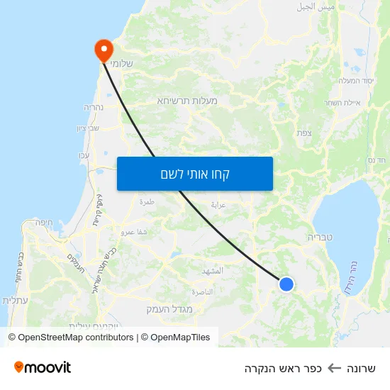 מפת שרונה לכפר ראש הנקרה