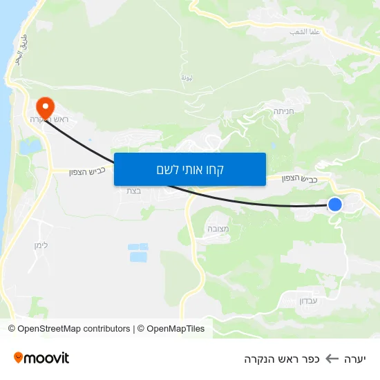 מפת יערה לכפר ראש הנקרה