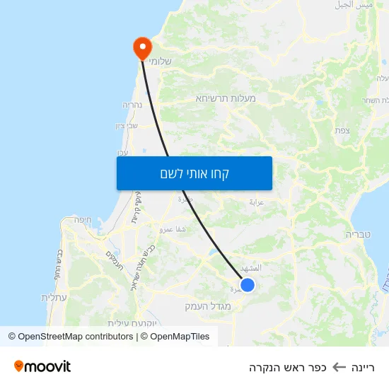 מפת ריינה לכפר ראש הנקרה