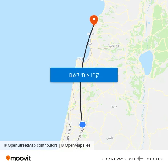 מפת בת חפר לכפר ראש הנקרה