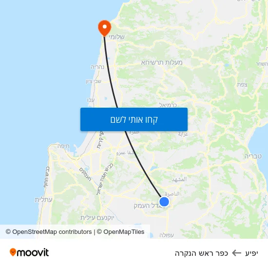 מפת יפיע לכפר ראש הנקרה