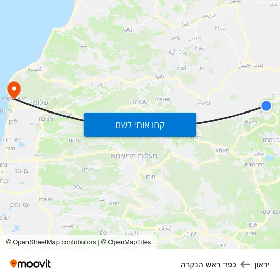 מפת יראון לכפר ראש הנקרה