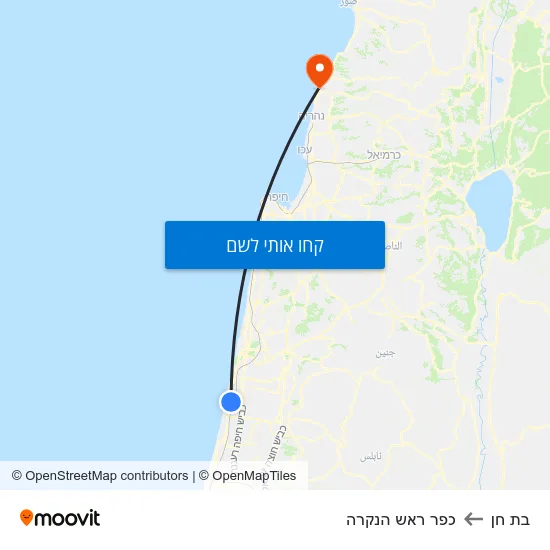 מפת בת חן לכפר ראש הנקרה