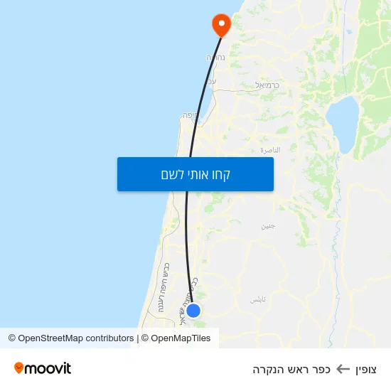 מפת צופין לכפר ראש הנקרה