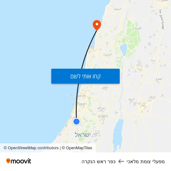 מפת מפעלי צומת מלאכי לכפר ראש הנקרה