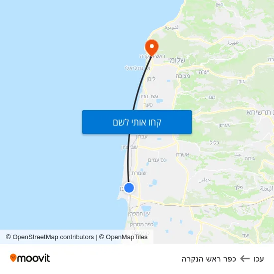 מפת עכו לכפר ראש הנקרה