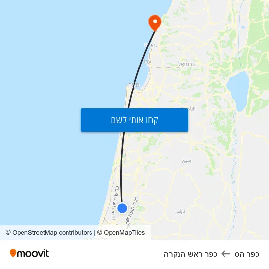 מפת כפר הס לכפר ראש הנקרה