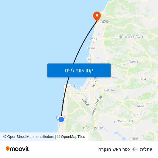 מפת עתלית לכפר ראש הנקרה