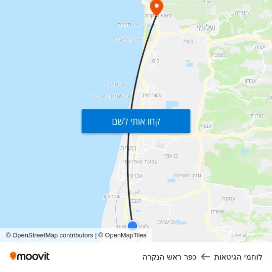 מפת לוחמי הגיטאות לכפר ראש הנקרה