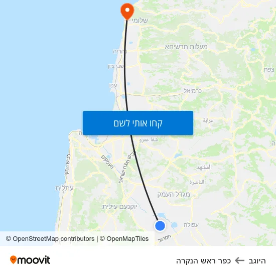 מפת היוגב לכפר ראש הנקרה